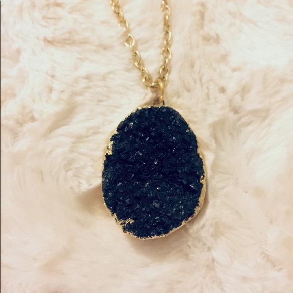 BaubleBar | Black Druzy Pendant Necklace - Picture 2 of 2